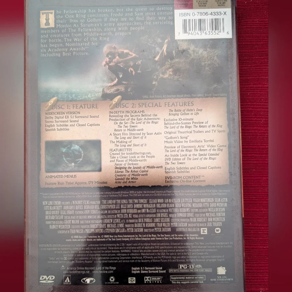 Lord Of The Rings The Two Towers DVD (EUC) - Picture 3 of 5